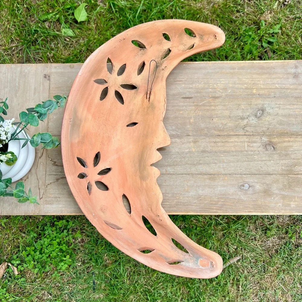 Vintage Terracotta Italian Moon Wall Decor
